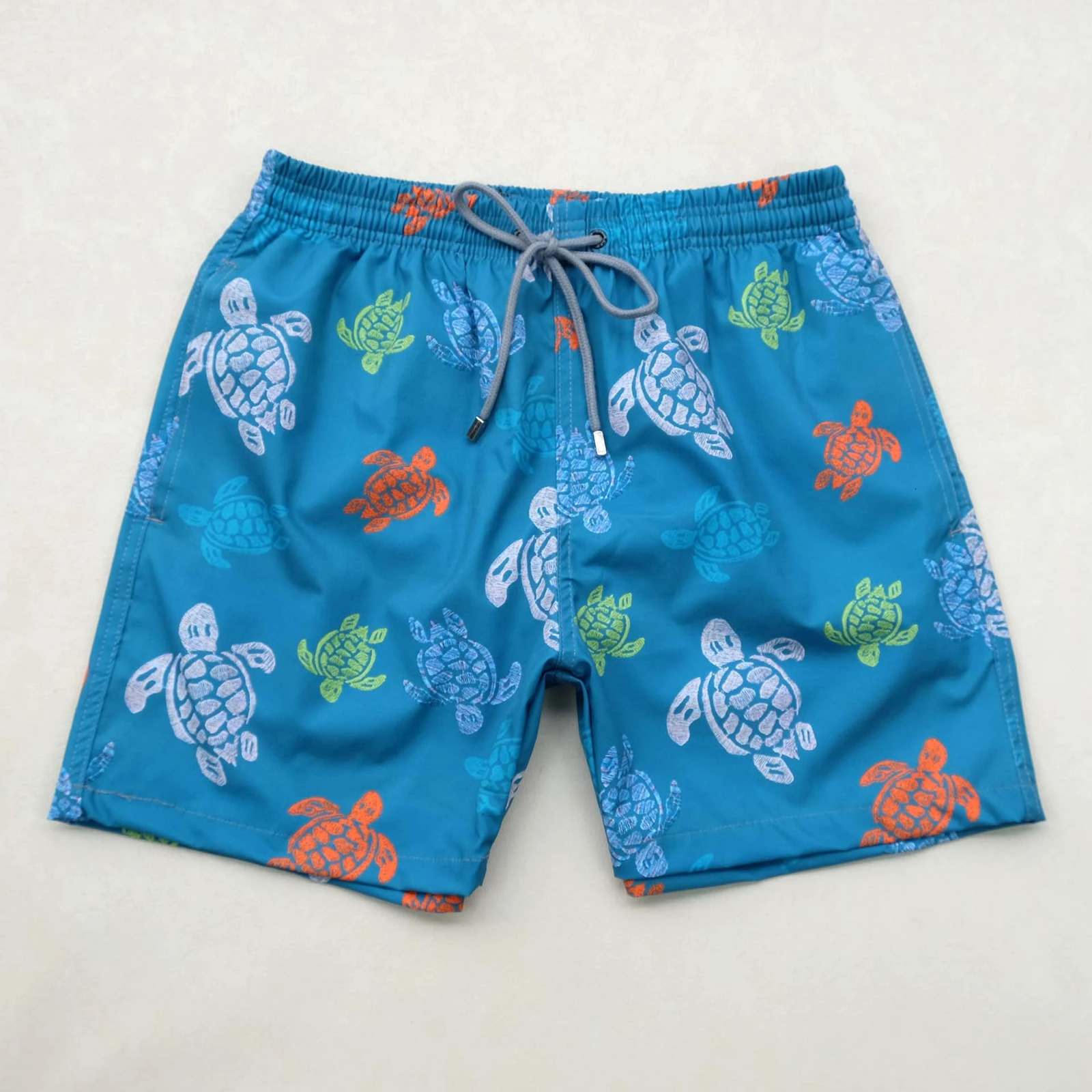 Mens quick drying printed short swimming trunks mesh lined swimsuits elastic breathable waterproof Bermuda turtle board shorts 250402