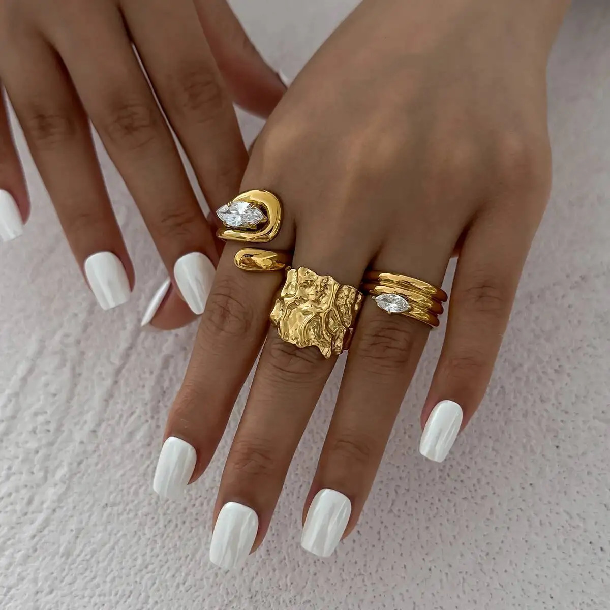 Ingemark 3PcsSet Rhinestone Open Rings for Women Fashion Statement Vintage Irregular Adjustable Rings Daily Jewelry Gift 251031