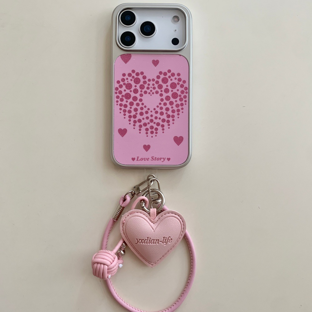Glitter Polka Dot Heart Phone Case Compatible with iPhone 17/16 Pro Solid Color Protective Cover iPhone 15/14 Cartoon