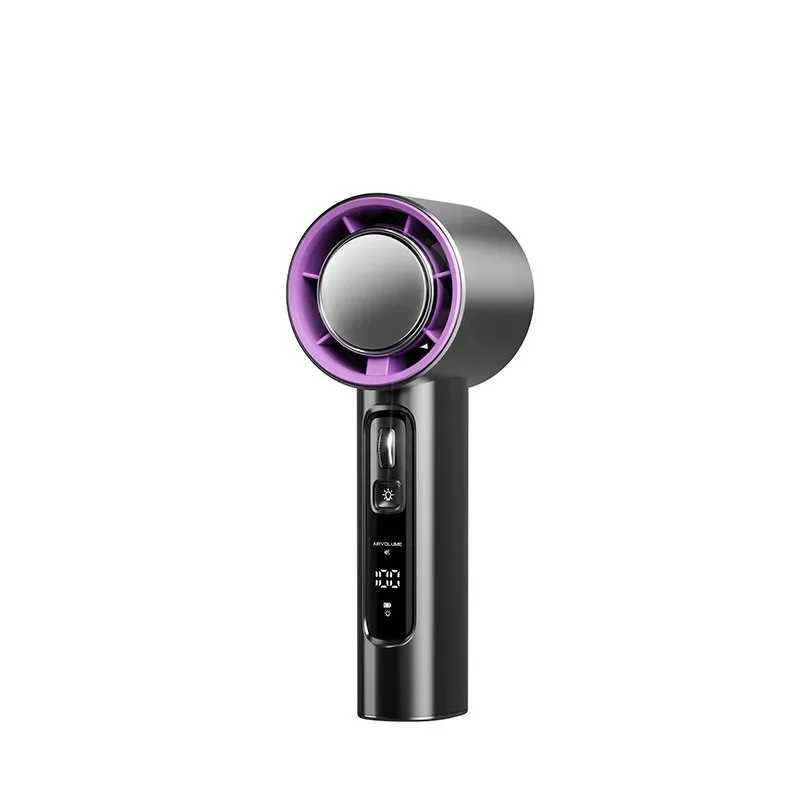 High speed handheld fan with 5000mAh battery 100 speed setting stepless motor LED flashlight and battery indicatorXJ250402