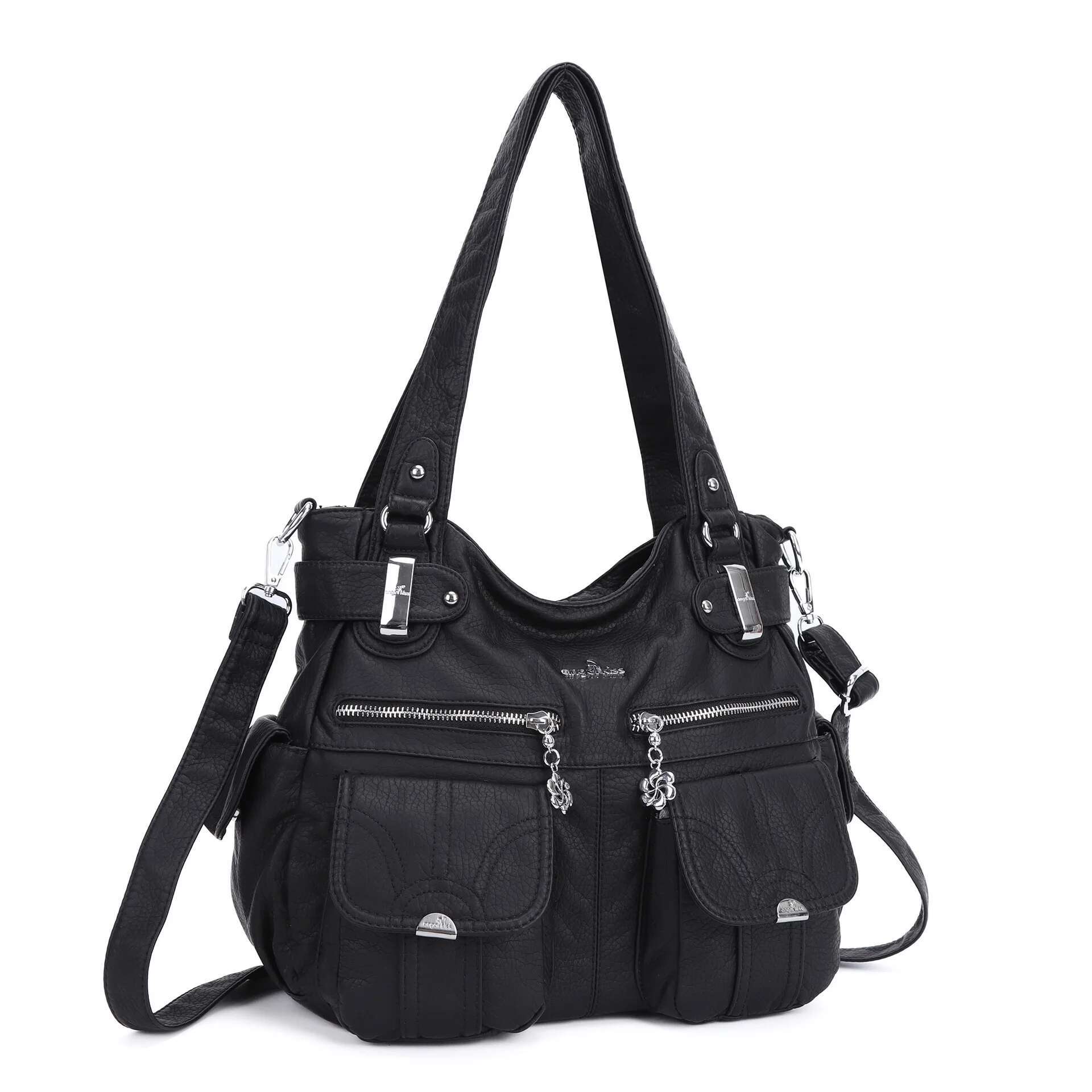 Angelkiss Women Handbags Top-Handle Handbag Multifunctional Washable PU Shoulder Bag 13X17 Casual Shopper Bags Large