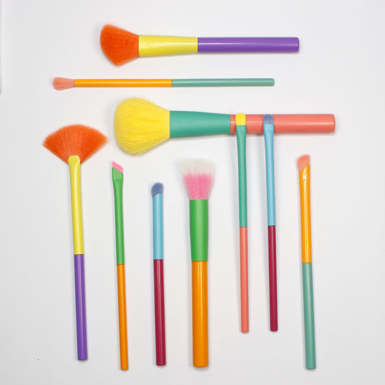 10 Macaron makeup brush set Soft hair powder brush Spot color brush eye shadow brush Full set of beauty tool brush 230602