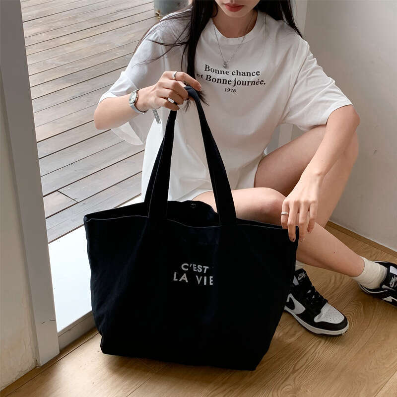 2025 NEW Literature Art College Series Lazy, Fashionable Cool English Printed Simple and Large Capacity Casual Women's Bag