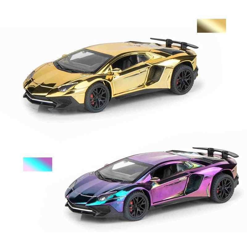 1 32 electroplated Lamborghini SVJ LP750 supercar model with sound light childrens boy die-casting toy car micro sound X250402