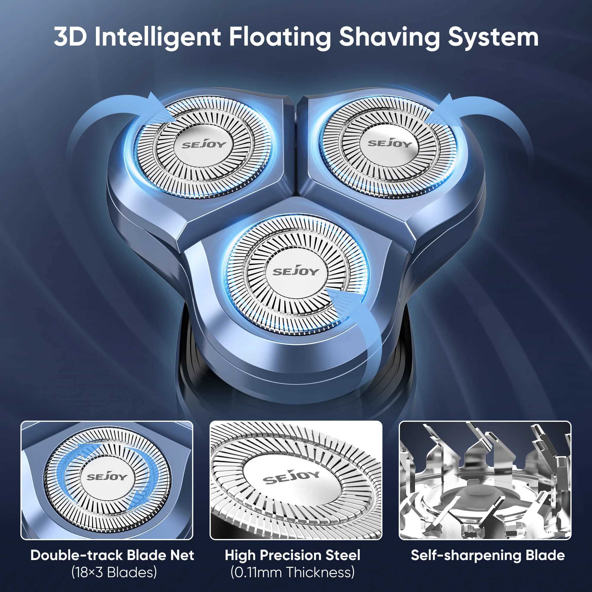 SEJOY Rotating Electric Shaver Kit Rechargeable Multi functional Shaver Z250402