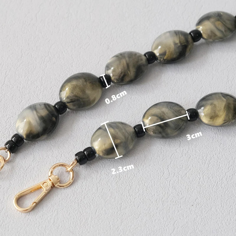 Fashion Woman Bag Accessory Detachable Vintage Grey Bead Chain Acrylic Bag Rope Strap Women Handbag Shoulder Handle Chains 251030