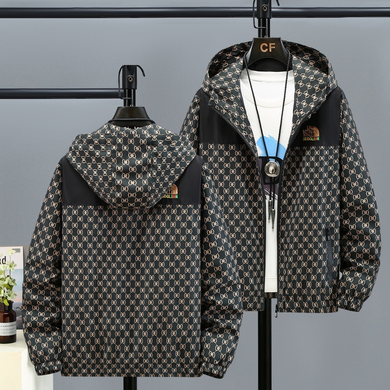 Designer clothing New Jacket Jacket Fall Coat Men's casual Men's jacket hooded large version plus size top Casual trend black gold