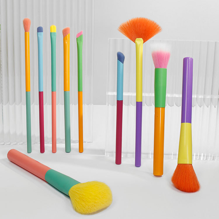 10 Macaron makeup brush set Soft hair powder brush Spot color brush eye shadow brush Full set of beauty tool brush 230602