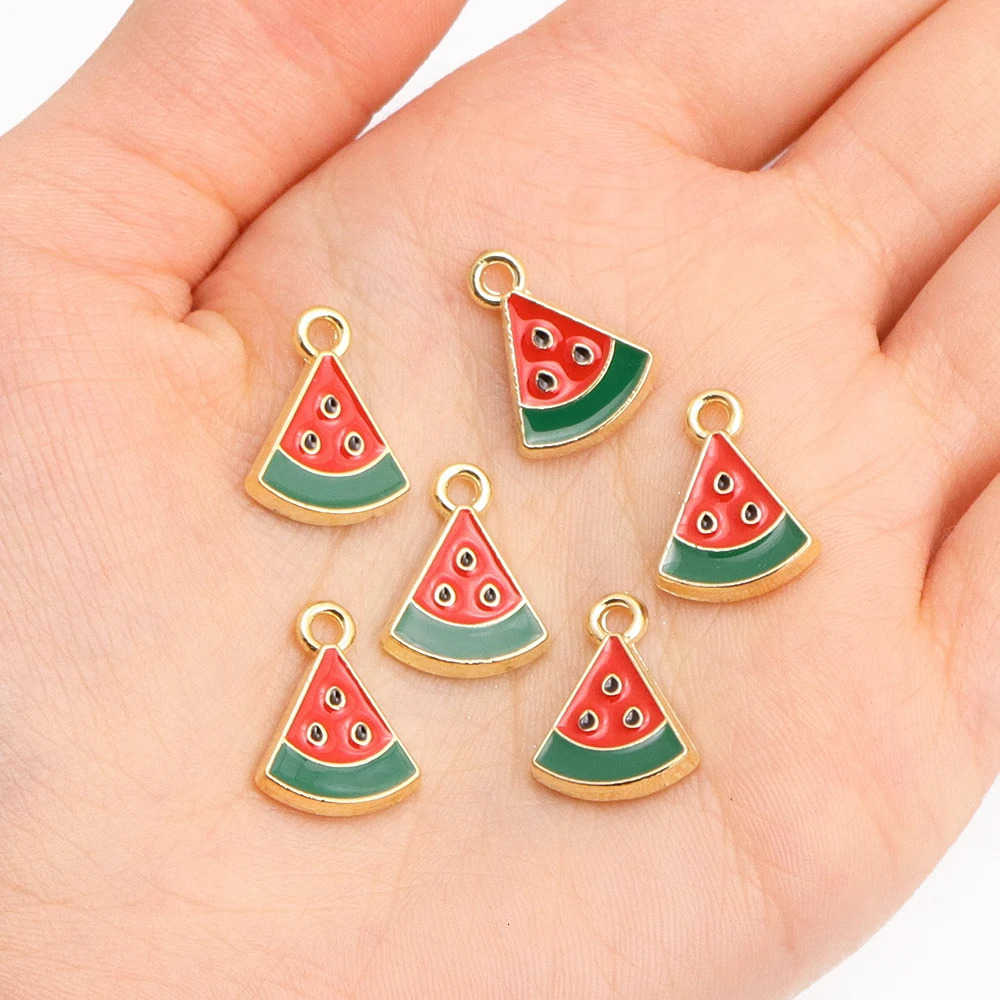 10pcs 5styles Watermelon Enamel Talisman Earrings Pendant Necklace Fruit DIY Bracelet Jewelry Making Summer Gift 250325
