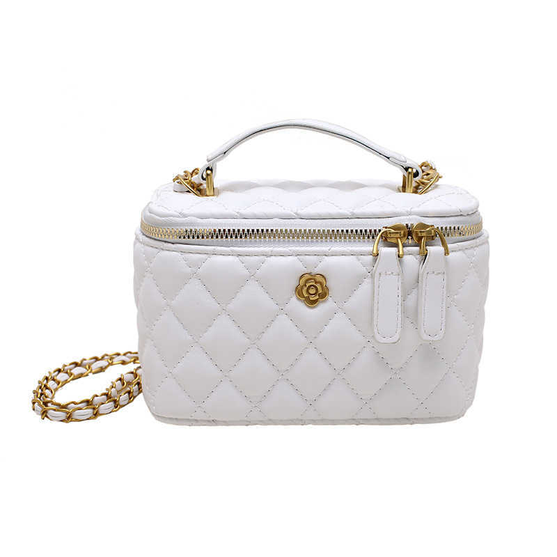 Handheld chain bag for women new trendy and fashionable solid color western-style crossbody bag with high-end texture diamond grid small square bag w2