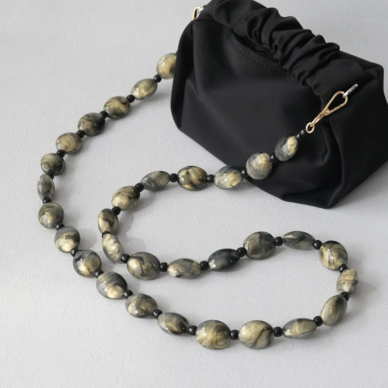 Fashion Woman Bag Accessory Detachable Vintage Grey Bead Chain Acrylic Bag Rope Strap Women Handbag Shoulder Handle Chains 251030