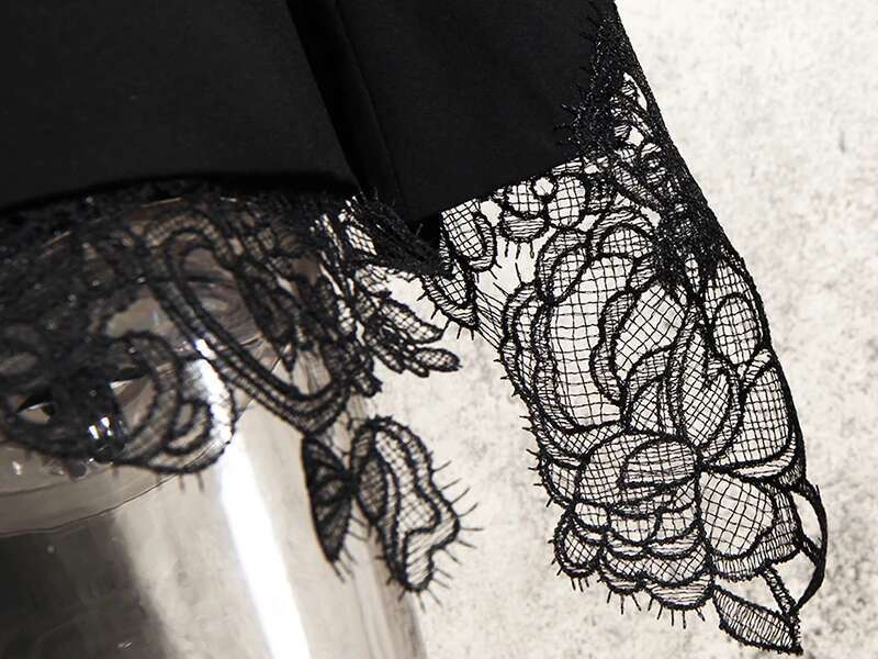 Patchwork Embroidery Lace Blazer For Women Notched Collar Long Sleeve Tunic Casual Coats Female 2020 Autumn Fashion