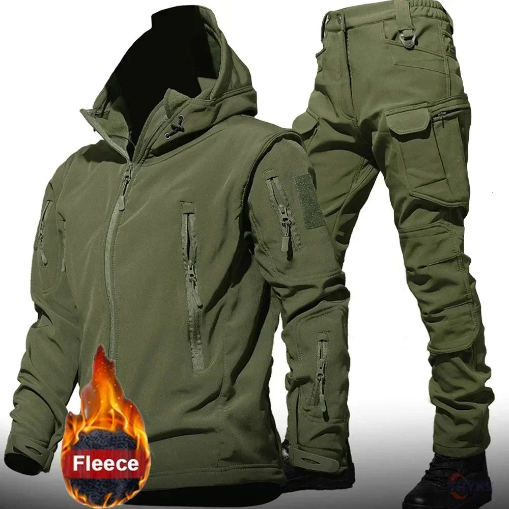 6XL TAD Tactical Men Hunting Hiking Fishing Explore Clothes Suit Camouflage Shark Skin Hunting Waterproof Hooded JacketPants 251031
