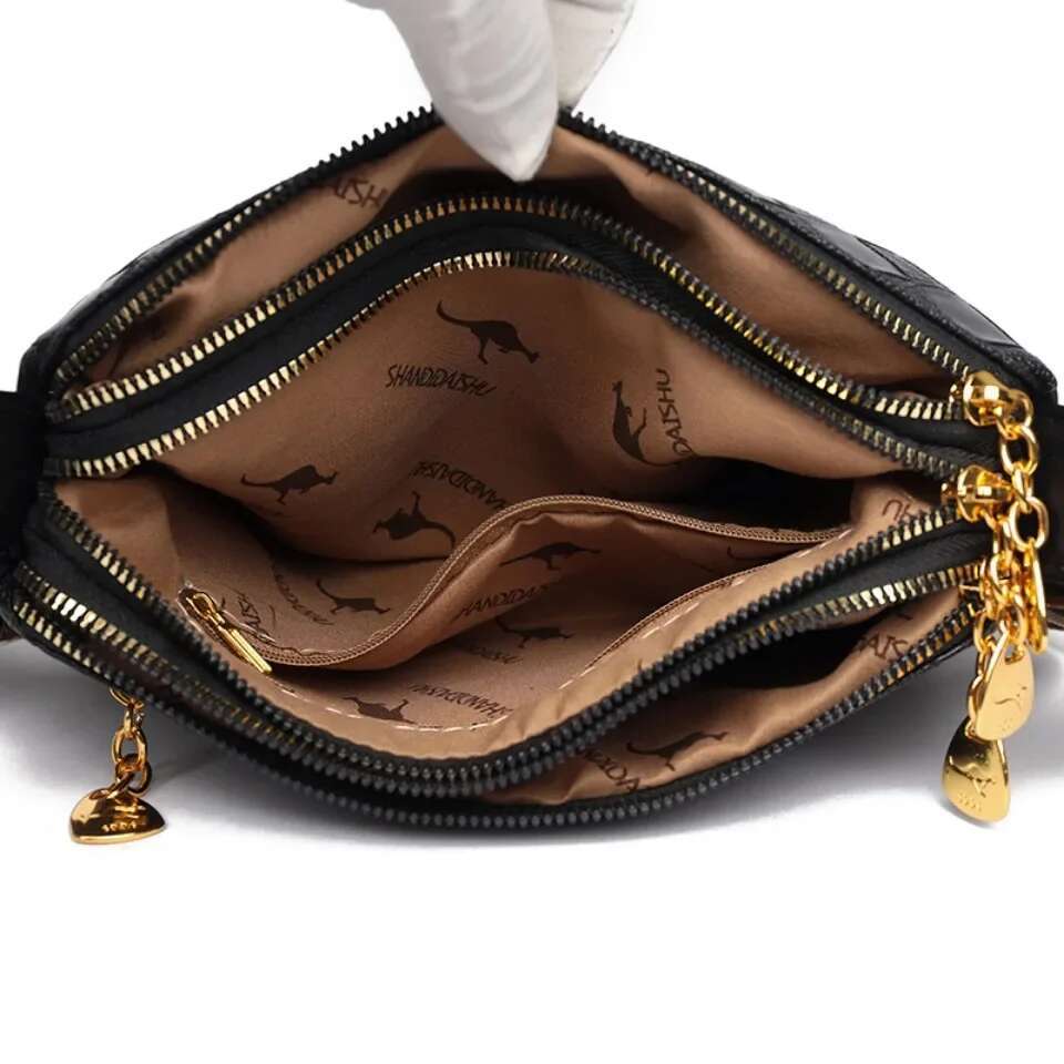 3 Layer Pockets High Quality Soft Leather Women's Shoulder Retro Female Wallet Famous Brand Designer Women Crossbody Bag Sac