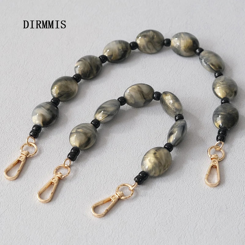 Fashion Woman Bag Accessory Detachable Vintage Grey Bead Chain Acrylic Bag Rope Strap Women Handbag Shoulder Handle Chains 251030