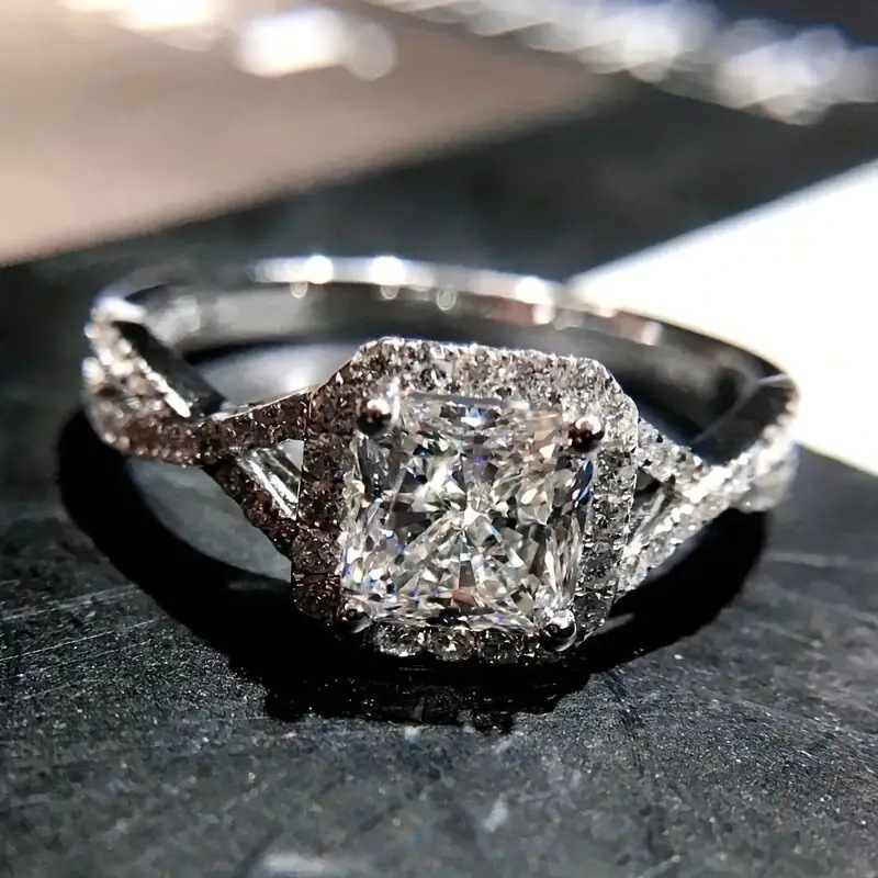 Ins Top Sell Elegant Wedding Rings Luxury Jewelry 925 Sterling Silver Fill Princess Cut 5A Zircon CZ Diamond Promise Party Women Cross Band Ring For M