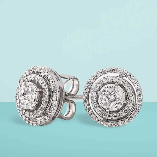 Luxury Designer Womens Jewelry Round Moissanite Crystal Earrings Womens Valentines Day Gifts Womens Aesthetic Accessories Y250401