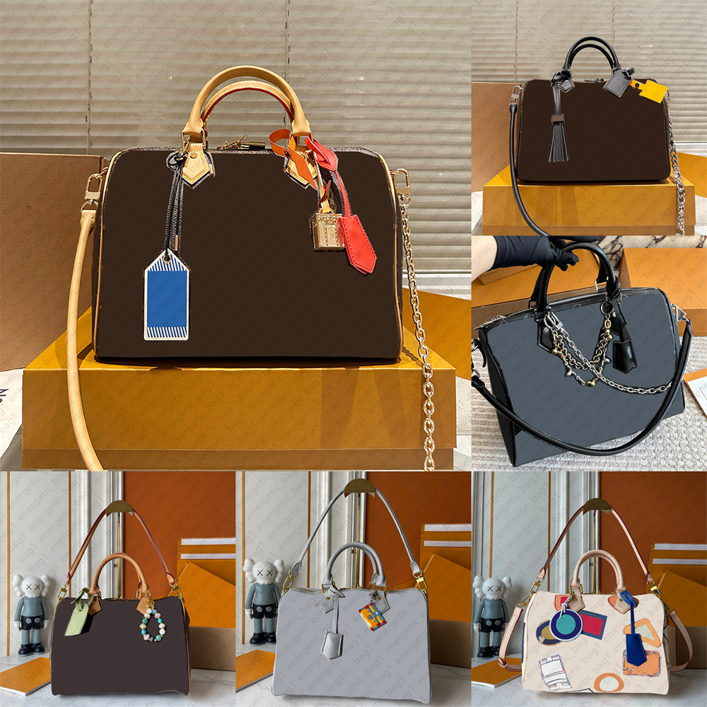 Womens Travel bag designer handbag leather zipper shoulder bag crossbody bag flower checked print high quality women tote bags luxury handbag With Gold lock lady bag