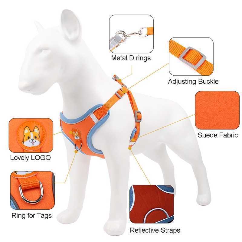 Set Walking Dog Harness and Leash No Adjustable Puppy Cat Vest Reflective Pull Lead Pet for Small Dogs Chihuahua