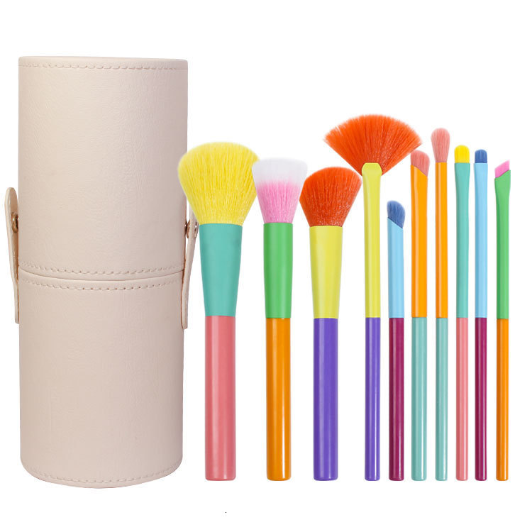 10 Macaron makeup brush set Soft hair powder brush Spot color brush eye shadow brush Full set of beauty tool brush 230602