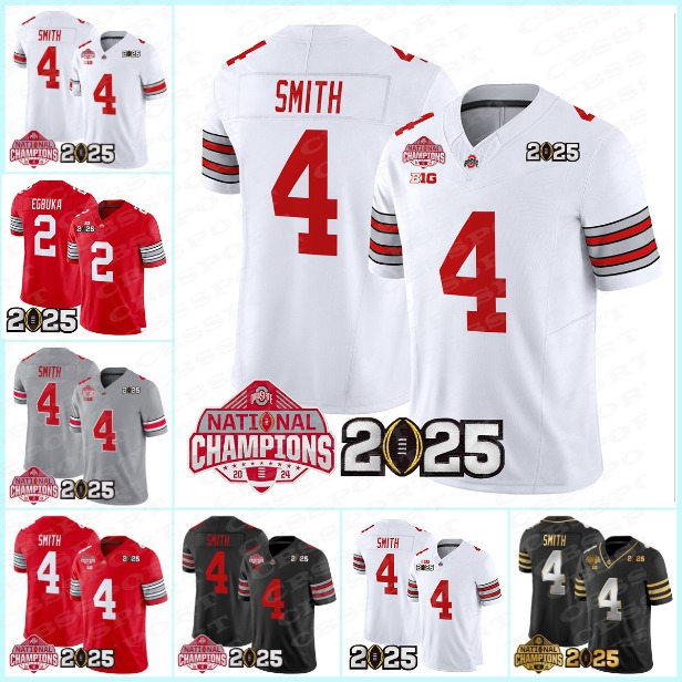 4 Jeremiah Smith 2025 College National Champion Jersey Jack Sawyer Will Howard Caleb Downs Will Howard Treveyon Henderson Men Women Youth