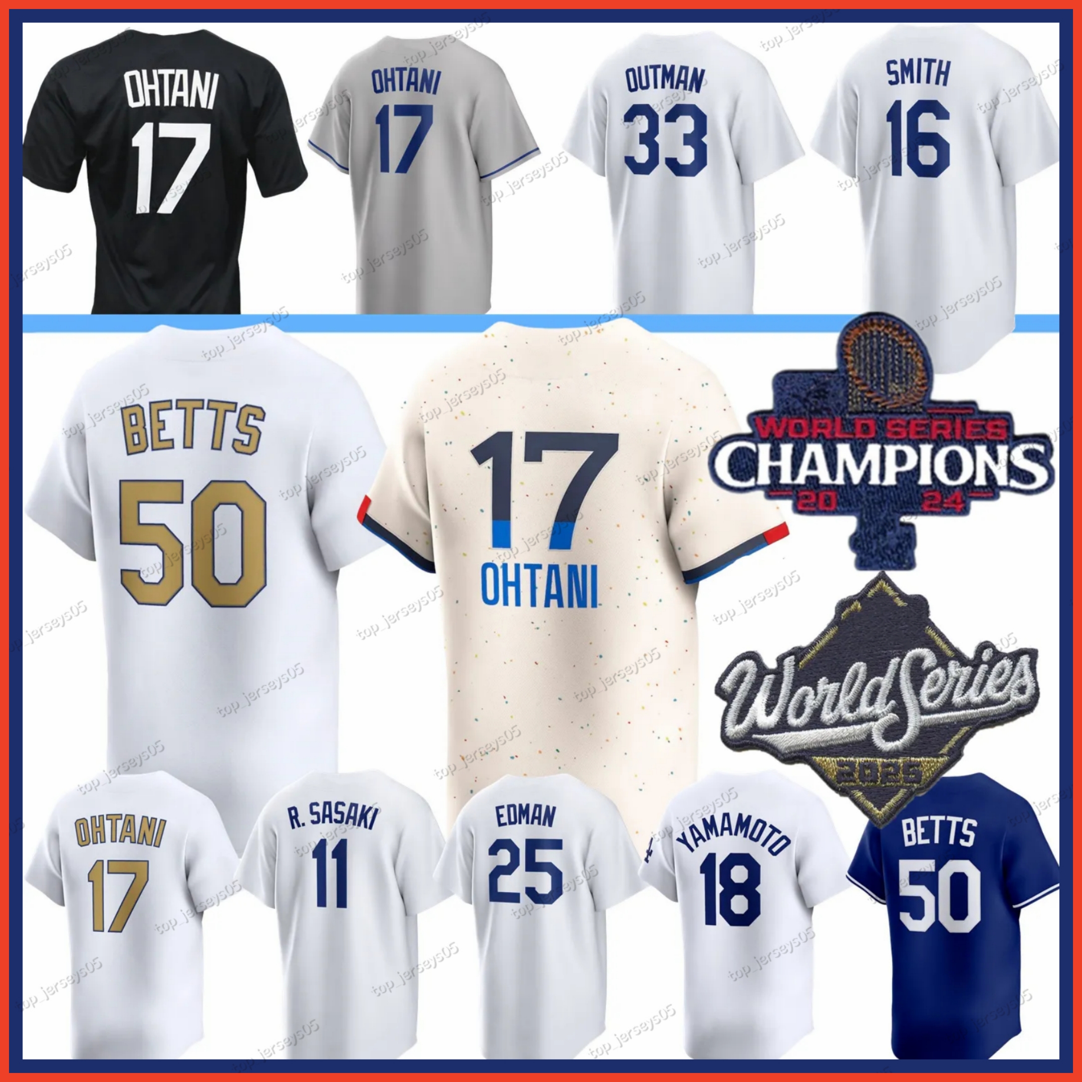 17 Shohei Ohtani Dodgers 2025 World Series Jerseys Yoshinobu Yamamoto Enrique Hernandez Freddie Freeman Mookie Betts Roki Sasaki custom