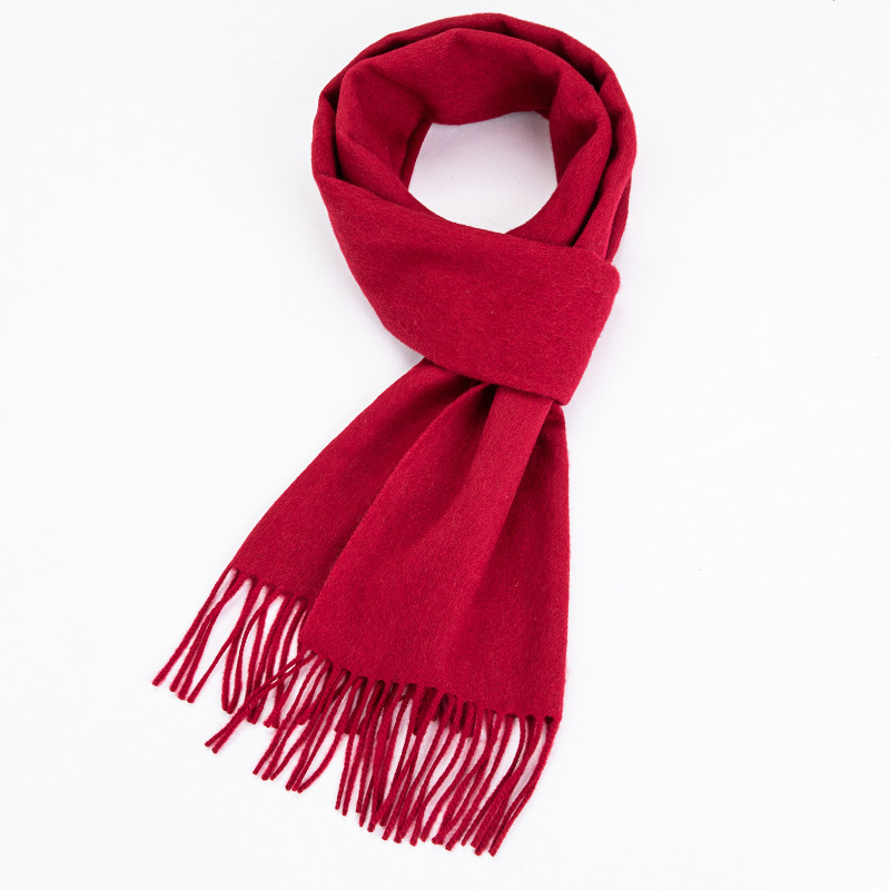 K1467 100% pure wool scarf autumn and winter new solid color scarf warm high-end gift versatile men and women neck scarf