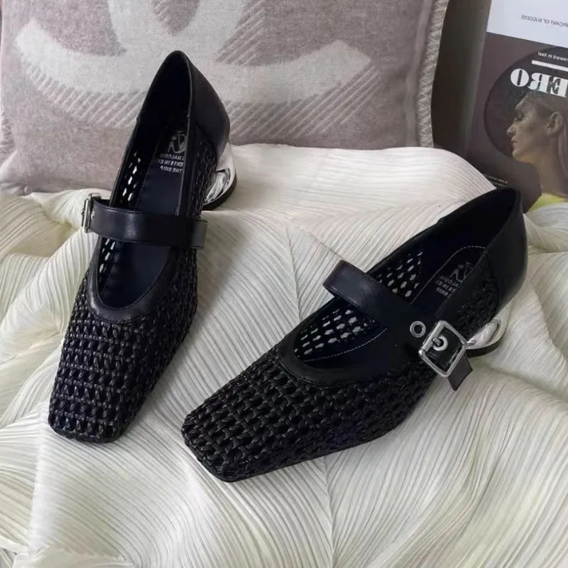 Summer brand hollow high heels womens pump shallow beach sandals comfortable retro shoes Zapatos Mujer 250402BJ - view 5