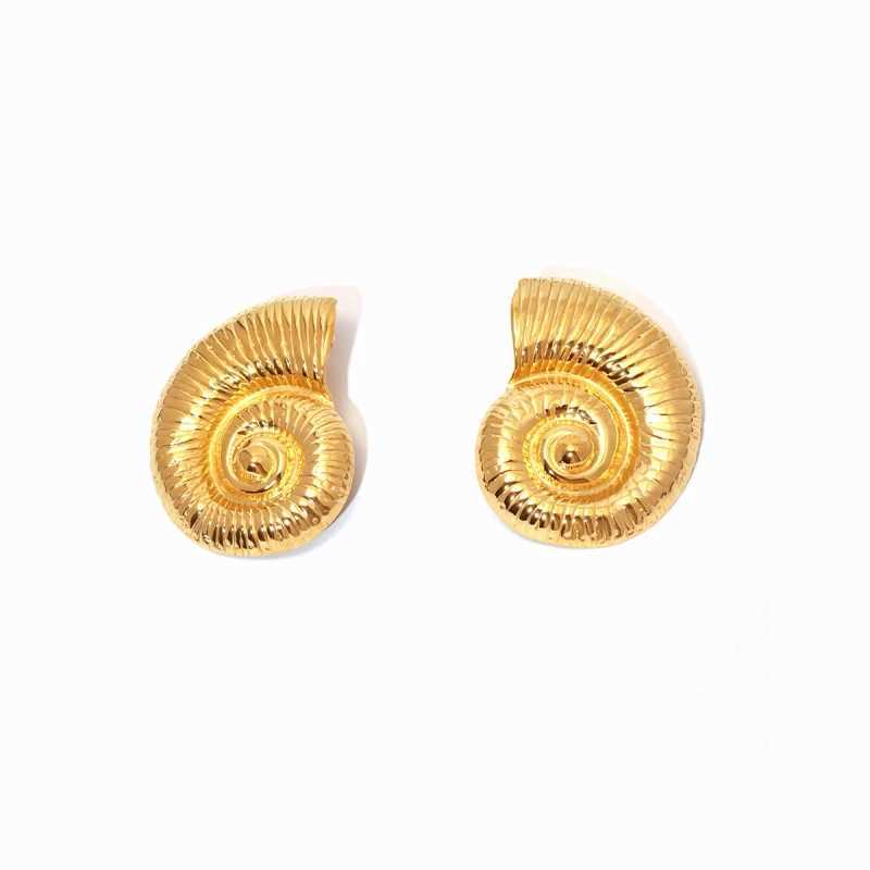 Conch shaped stainless steel earrings suitable for women anti allergic fashionable and charming jewelry holiday gifts Y250401