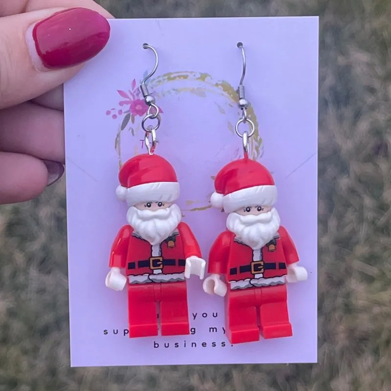Christmas Santa Claus Pendant Womens Hook Earrings Creative Santa Claus Statue Handmade Jewelry Earrings Christmas Gift 251031
