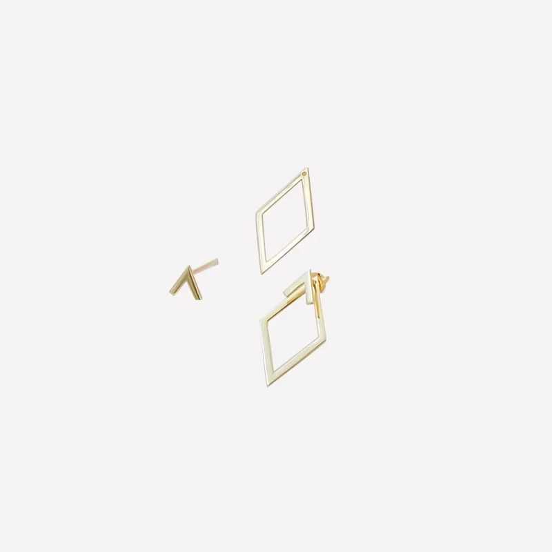FTCY Minimalist Geometric Square Stud Earrings for Women Double layer Detachable Triangle Design Earrings Punk Party Jewelry Y250401