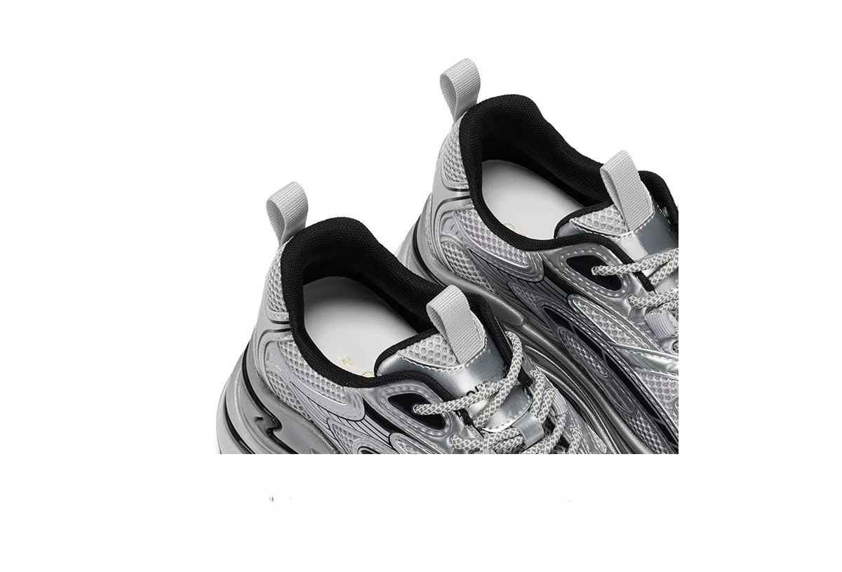 New designer shoes, fashionable thick soled silver sports and casual women's shoes