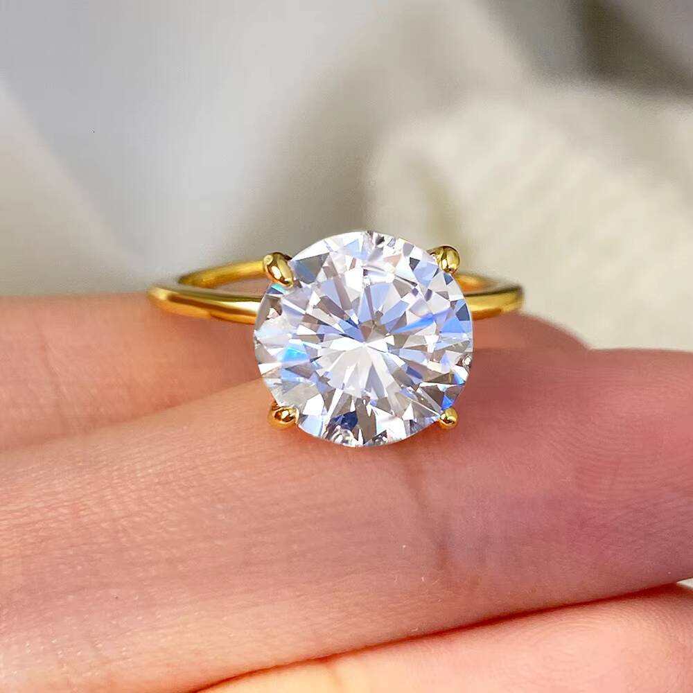 Wholesale S925 Sterling Silver Big Round CZ Solitaire Engagement Rings for Couple