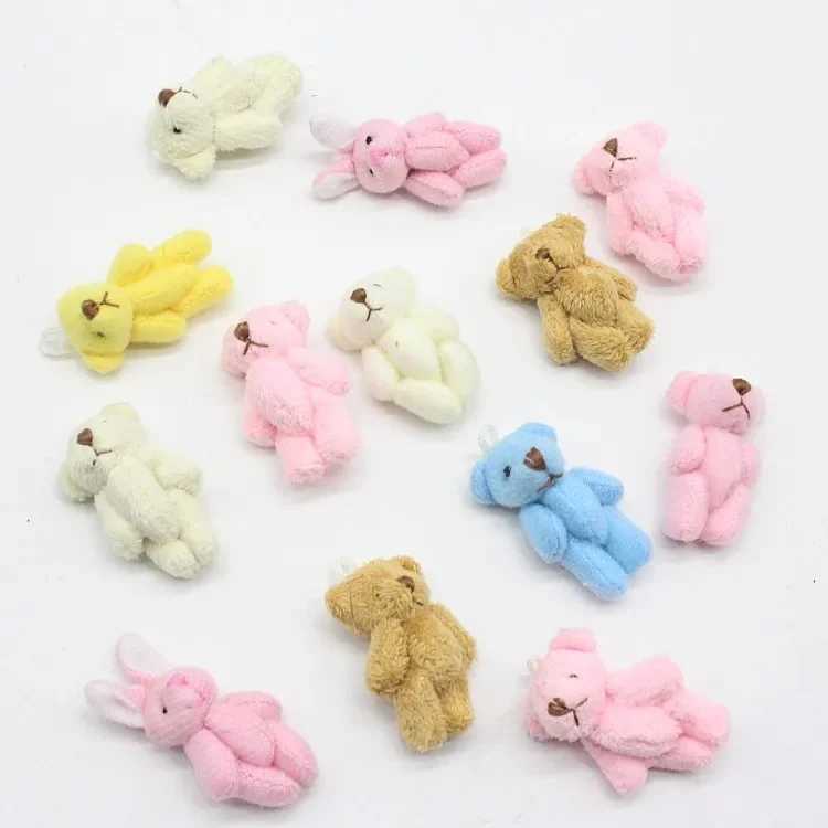 20 pieces of Kawaii teddy bear plush toys 4cm mini teddy bear stuffed plush dolls for girls key link heads movable bears childrens gifts W250402