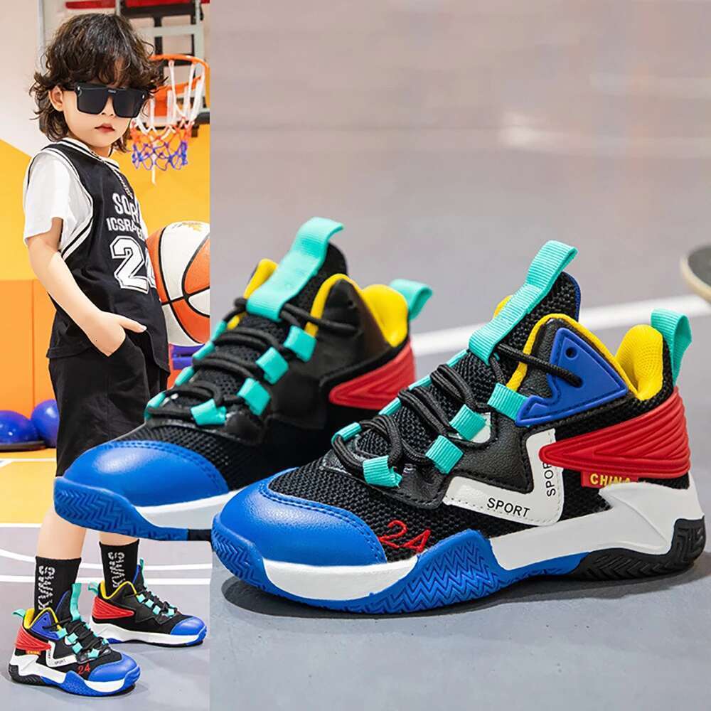 Teenager Boy's Basketball PU Leather Breathable Children's Sport Trend Fashion Sneakers For Children Casual Shoes