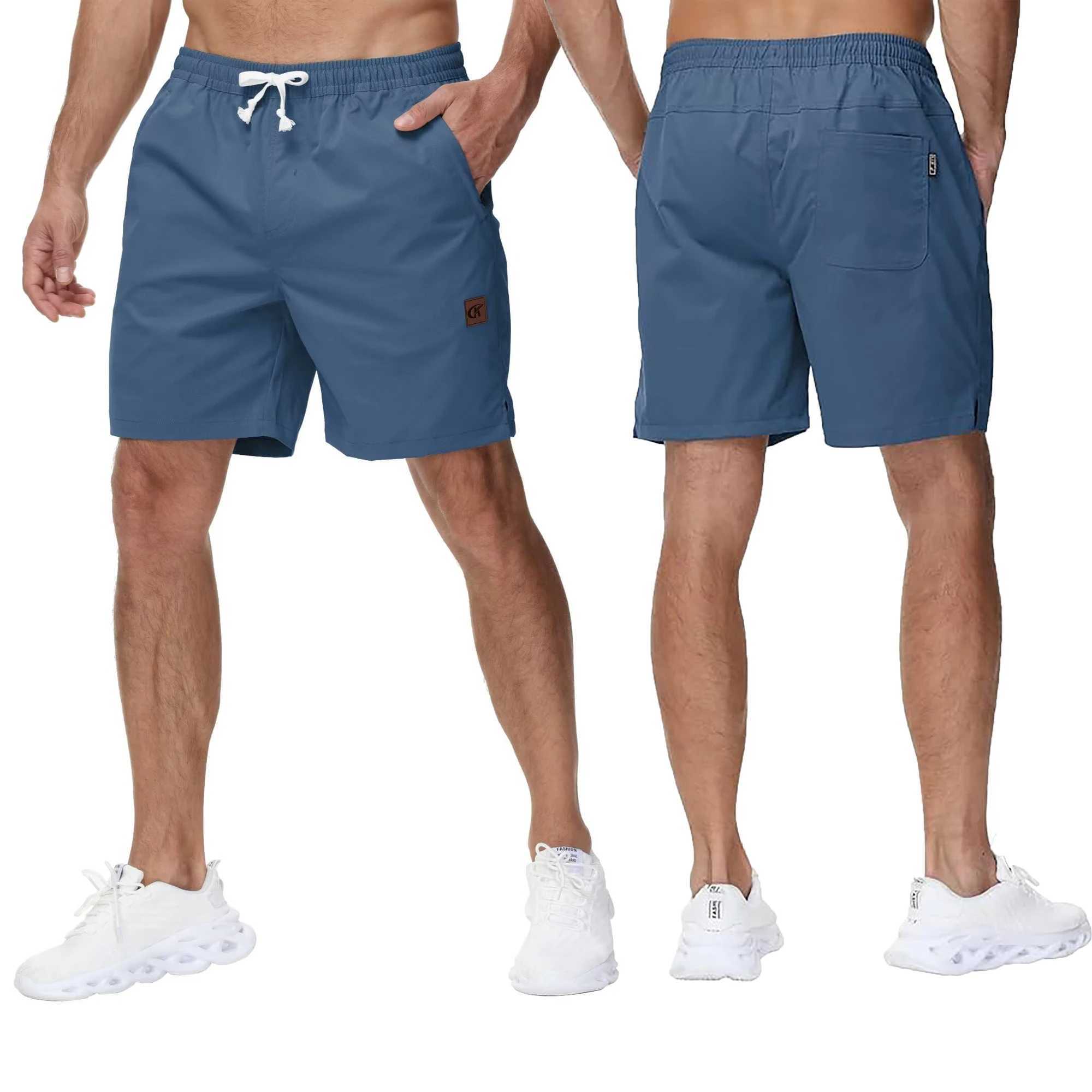Mens casual running diagonal shorts high-quality sports pants elastic 7-inch shorts with zippered pockets W250402