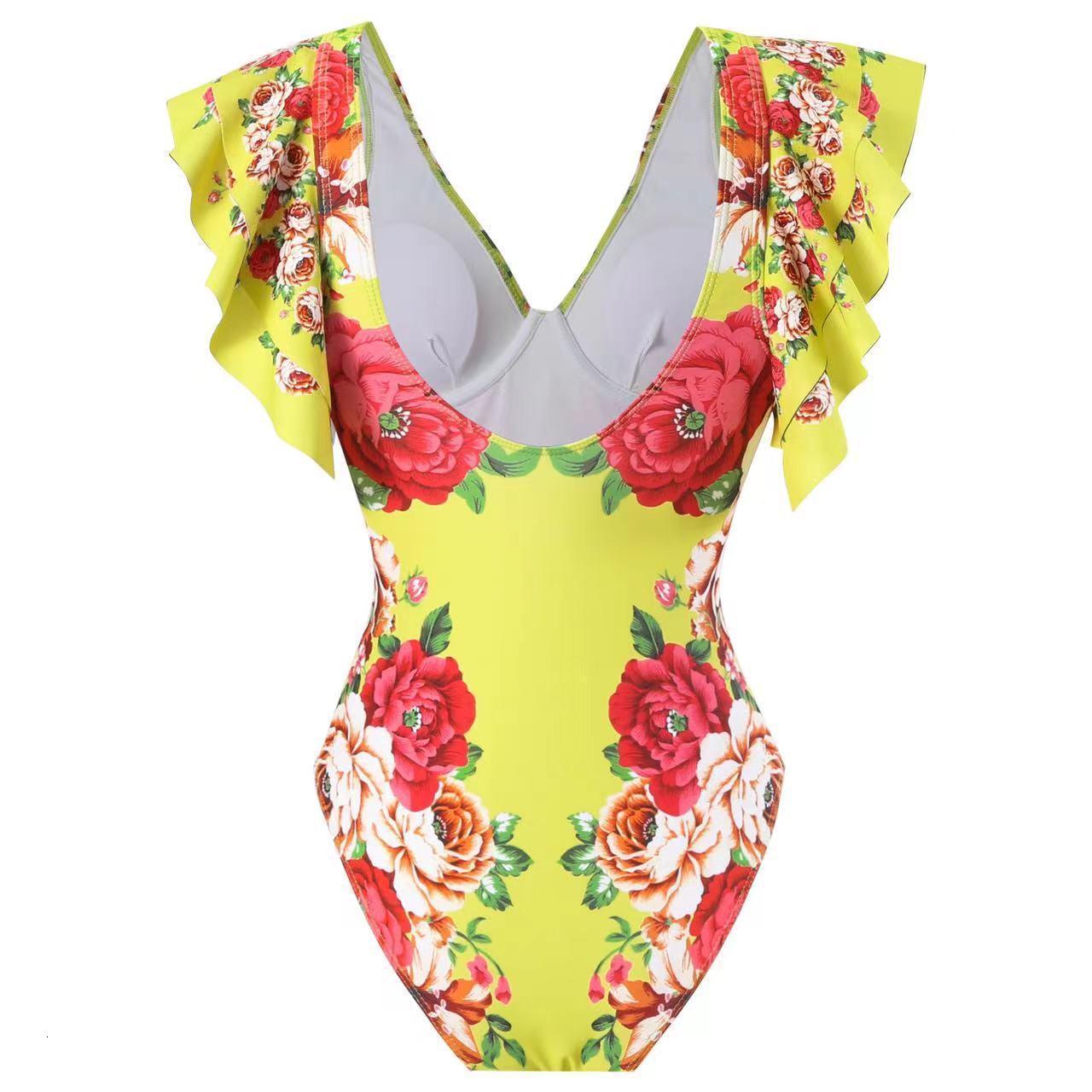 Bohemian style French fixed print fashion trend new jumpsuit wrapped skirt set swimsuit