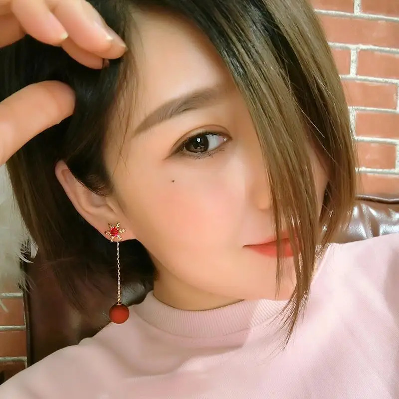 Fashion Christmas Red Dangle Earrings For Women Rhinestone Snowflake Pearl Earring Christmas Party Festival Year Jewelry 251031