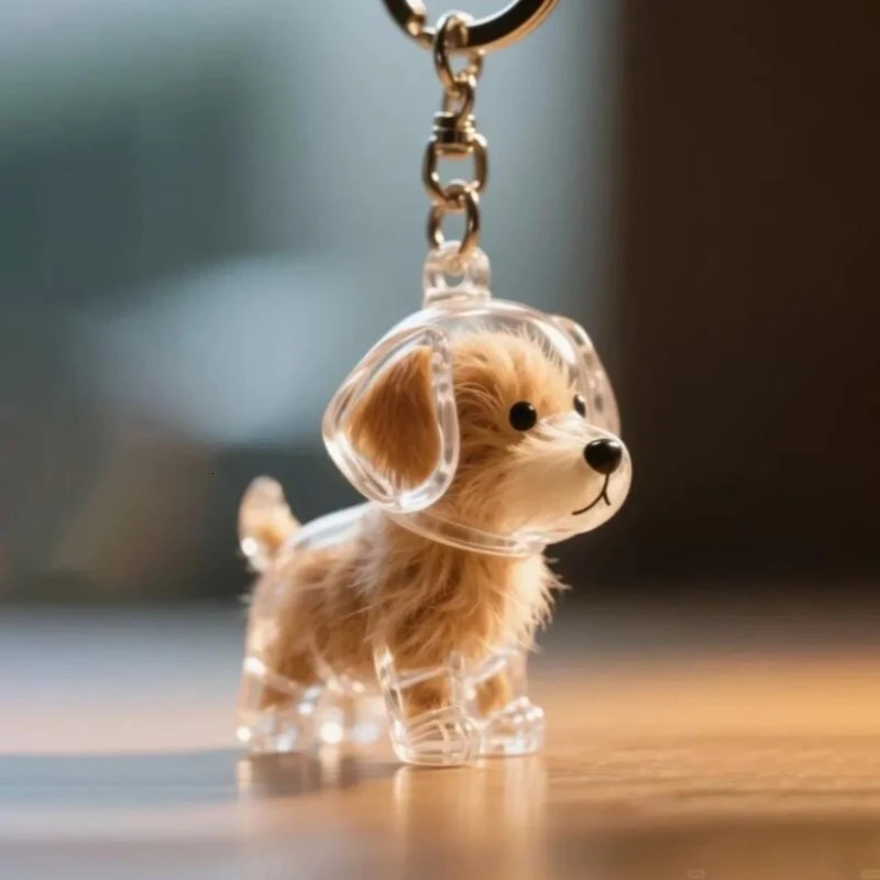 4pcs Cute Dog Hair Storage Keychain Transparent Animal Fur Storage Box Keyring Bag Decor Accessory for Pet Lover Gift Key Chains 251028