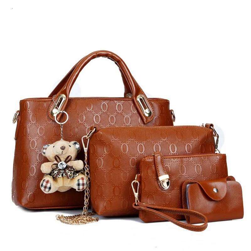 Multifunction 4Pcs/Set Women PU Leather Designer Handbag Messenger Shoulder Wallet Bags Storage Bag