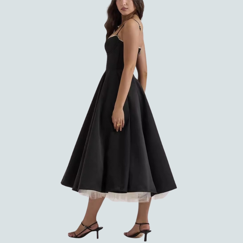 Sexy women's new suspender V-neck sleeveless dress tutu dress long dress