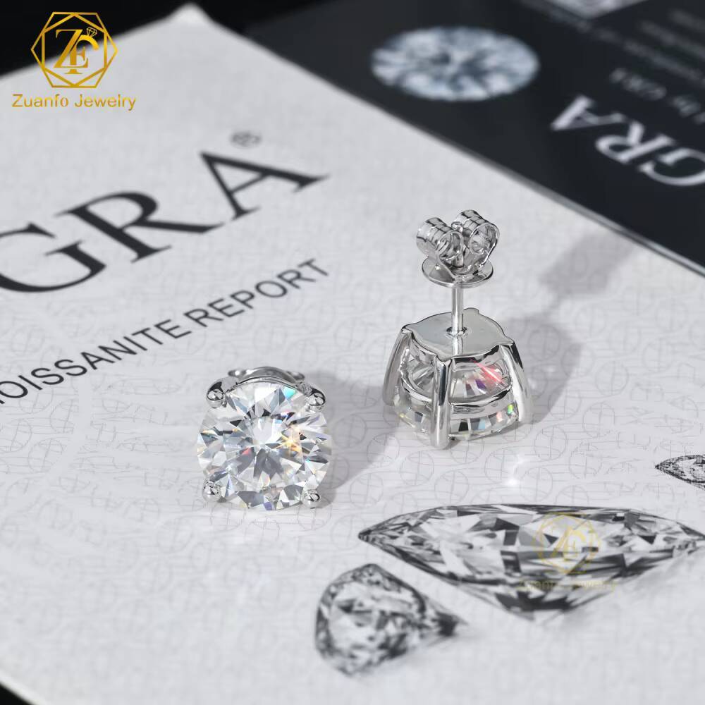 Wholesale Luxury Unisex 4Prong 10K 14K 18K Solid Gold Brilliant Cut 5mm 65mm 8mm Moissanite Stud Earrings GRA Certified