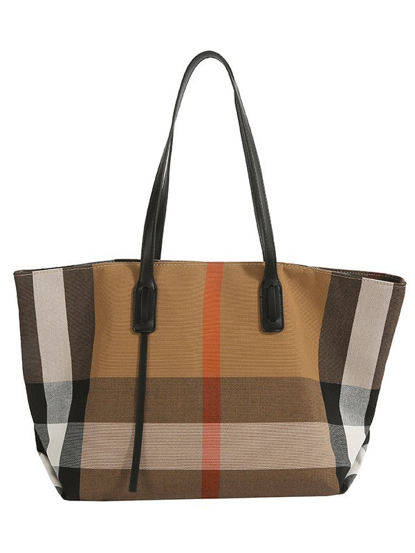 Fashion women's bag free shipping new design large capacity checkered printed handbag outdoor commuting tote bag popular versatile shopping shoul