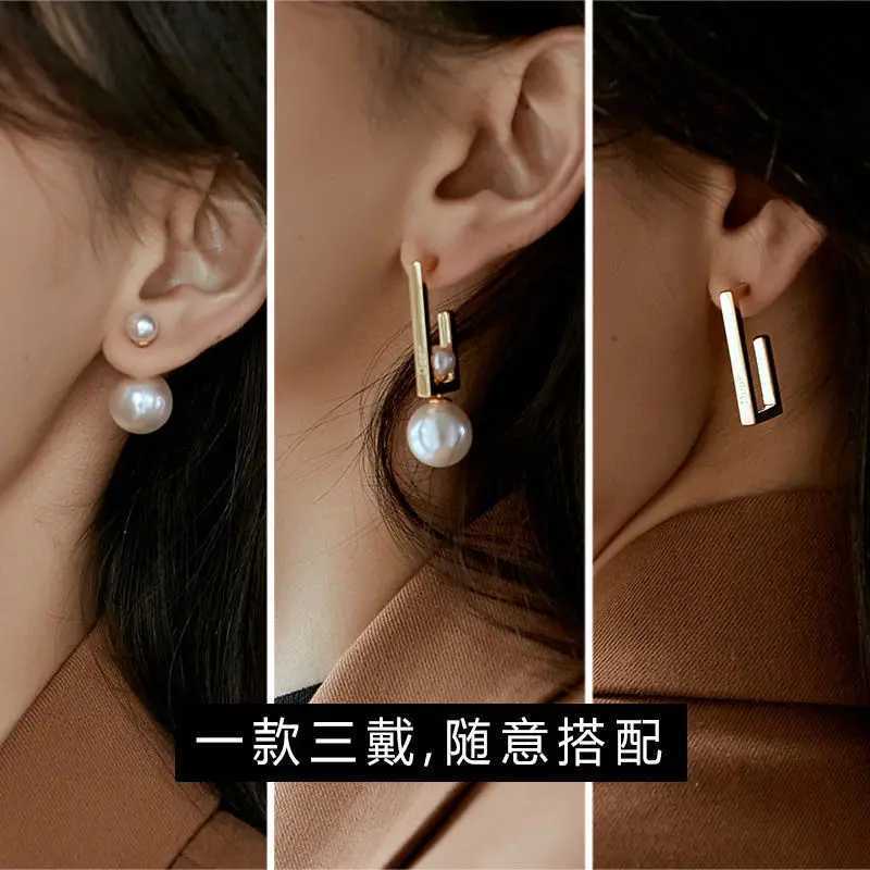 New trend fashion Exaggerate advanced small perfume three in one female pearl earrings Y250401