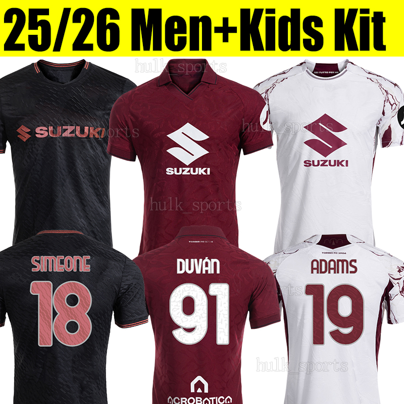 4XL 2025 2026 Torino Soccer Jerseys SIMEONE CASADEI ADAMS T. SANABRIA VLASIC PELLEGRI SAZONOV NGONGE BELLANOVA 25/26 men kids kits sets football shirts
