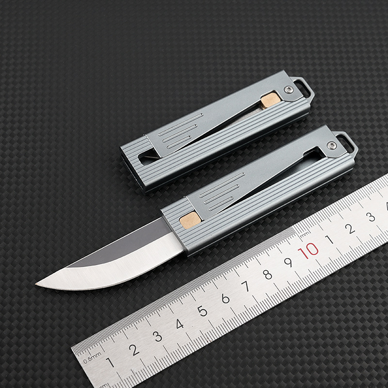 Mini Mechanical Gravity Pocket Knife D2 Steel Blade Aluminum Handle Portable Keychain Knife Camping Outdoor Tool EDC Knives SelfDefense