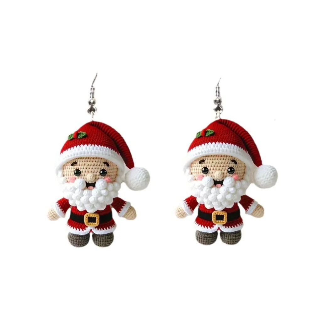 Merry Christmas Acrylic Knit Pendant Earrings Cartoon n Dangle Earring Holiday Party Jewelry Year Gifts for Women Girls 251031