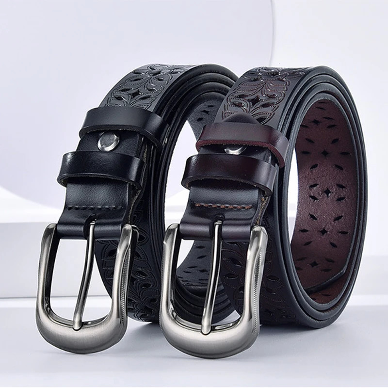 Fashion Hollow Pattern Belt Ladies Trendy Waistband Genuine Woman Belt Classic Pin Buckle Leather Strap Skirt 251031