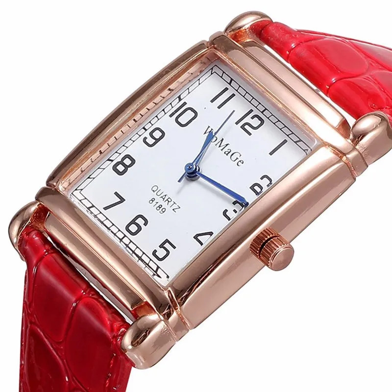 Fashion Women Watches Rectangle Metal Case Quartz Wrist Watch Leather Belt Top Casual Ladies Watch Reloj Mujer 251031
