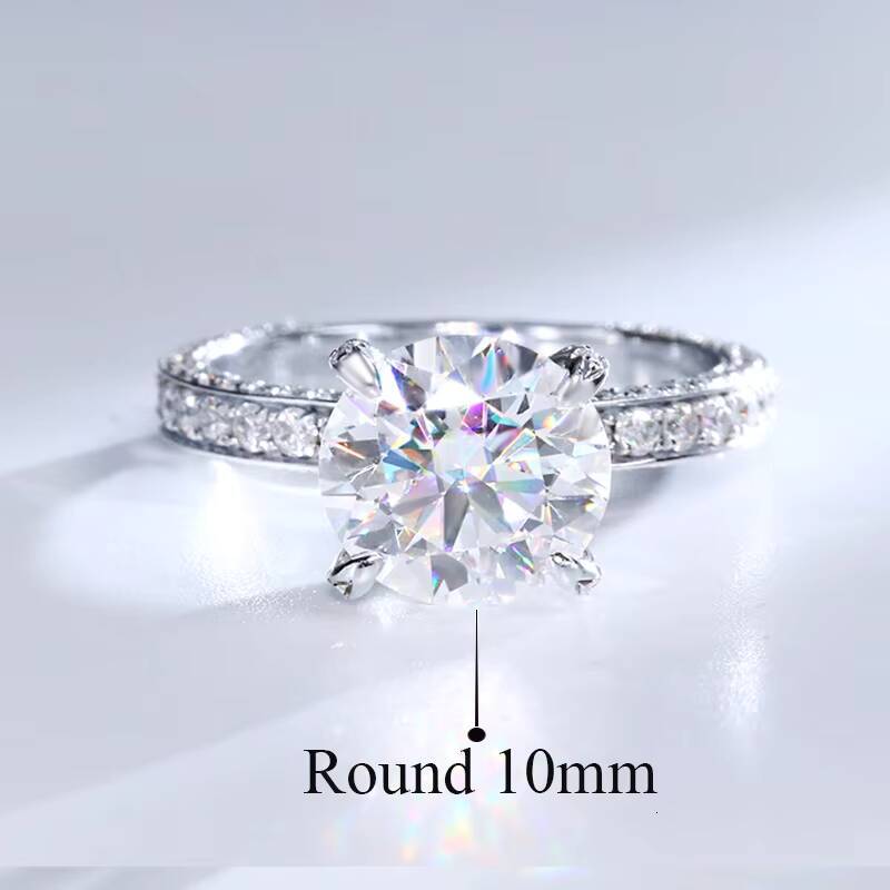 Round Cut 4ct White Gold Moissanite Ring 9k 10k 14k 18k Moissanite Jewelry Engagement Ring for Women Gifts